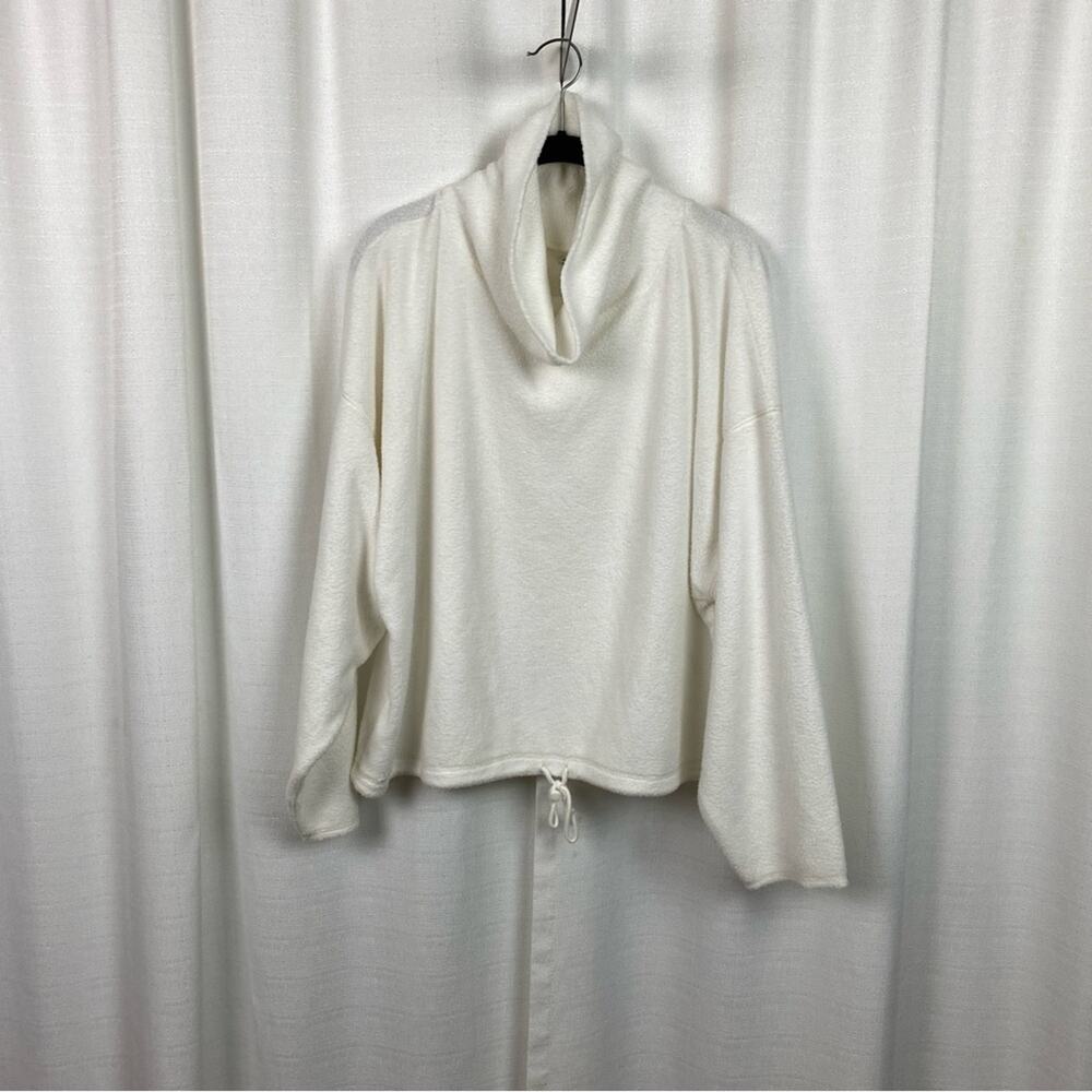 Aerie White Snowed In Fleece Mock Neck Pullover Sz.XL